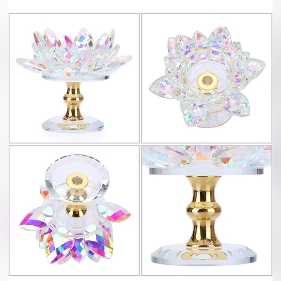 Lotus Petals Votive Candle Stand with Glass Base Lotus Tea candle h… - Picture 5 of 10